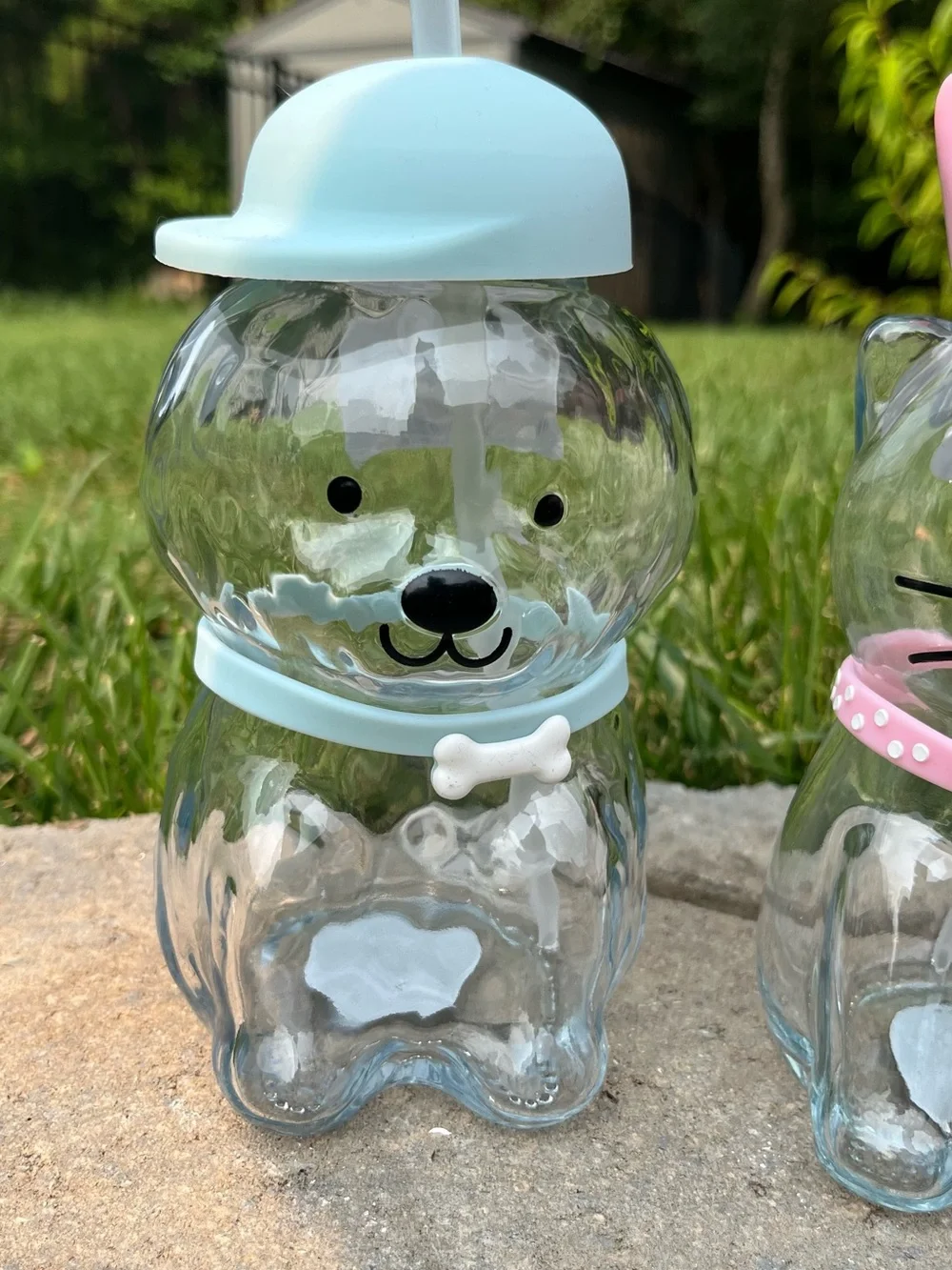 Dog and Cat Cute Cup Set - Pink & Light Blue